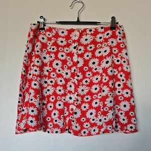 Forever 21 Red and White Floral Skirt